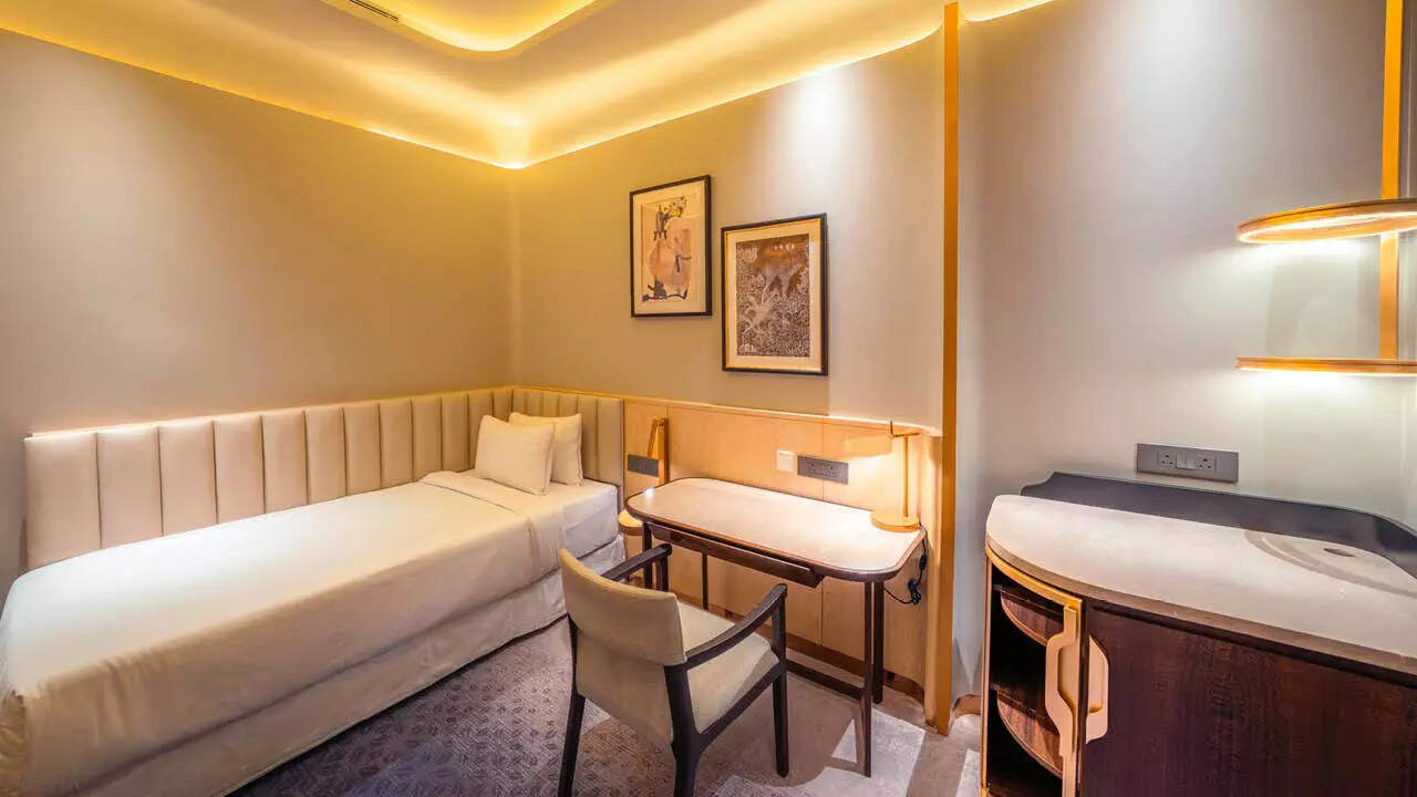 Guests travelling First Class can indulge in pre-flight rest in sleep suites