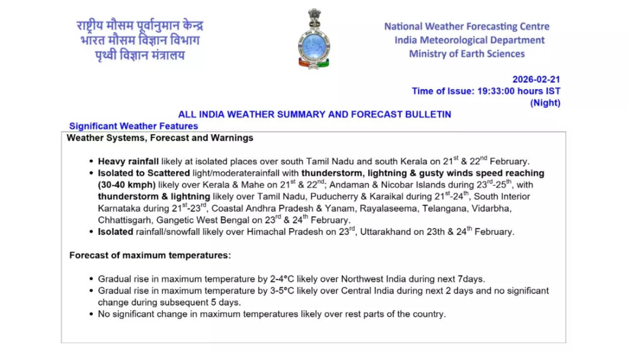 IMD weather forecast