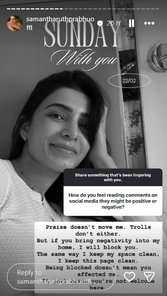 Samantha Ruth Prabhu IG story