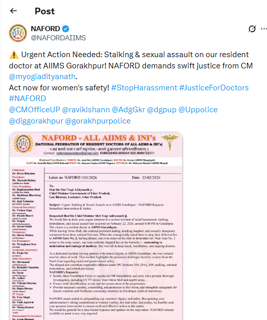 NAFORD posted on 'X'