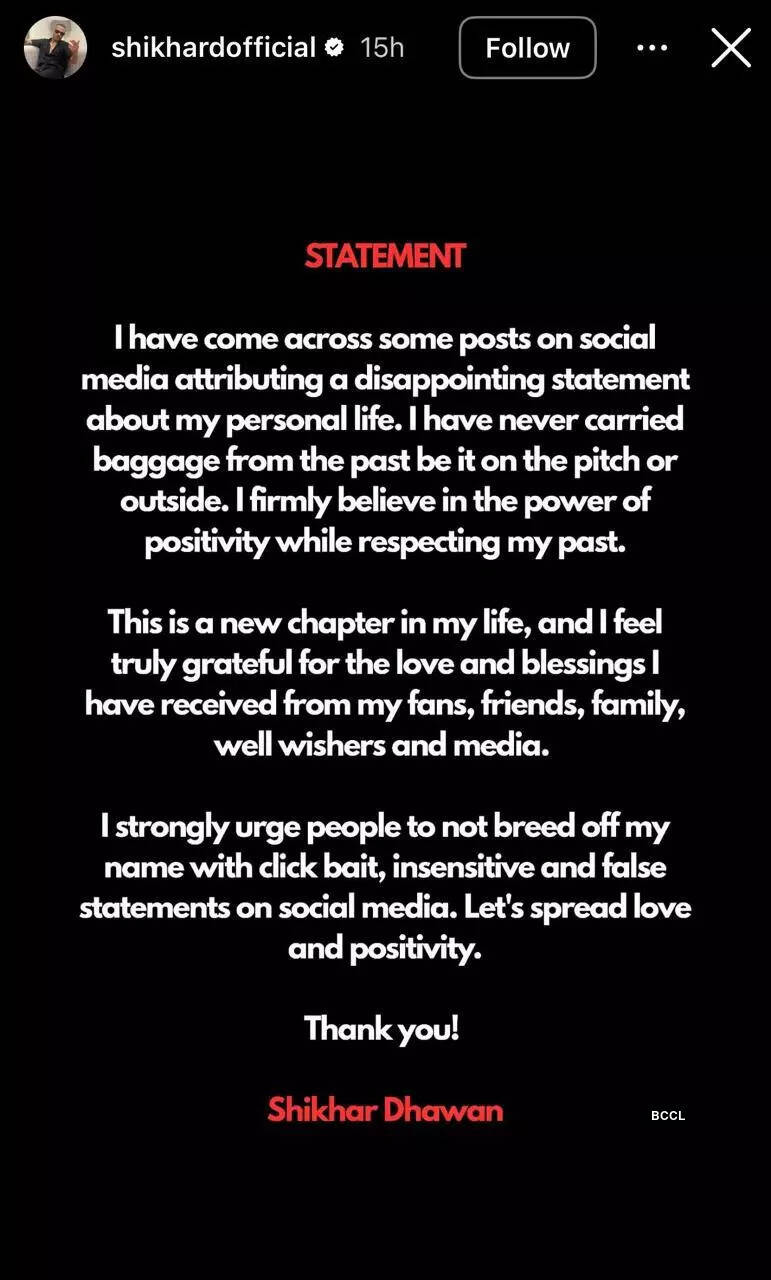 Shikhar Dhawan's statement