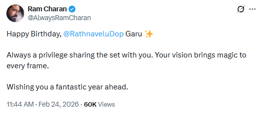 Ram Charan's tweet