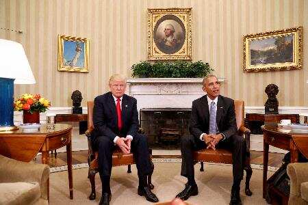 President Barack Obama meets with President-elect Donald Trump in the Oval Office of the White House in Washington. AP/PTI President Barack Obama meets with President-elect Donald Trump in t...