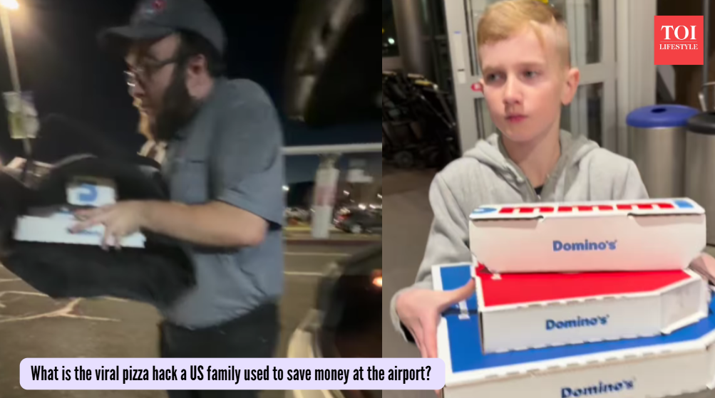 What is the viral pizza hack a US family used to save money at the airport?