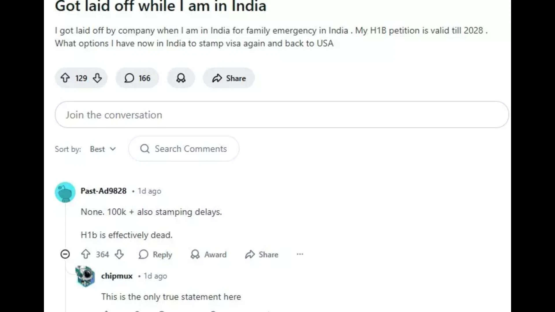 Redditor on H-1B visa gets laid off during India visit.