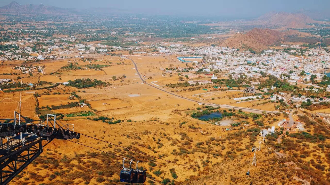 Aerial view of Pushkar from Savitri Mata Pushkar Ropeway