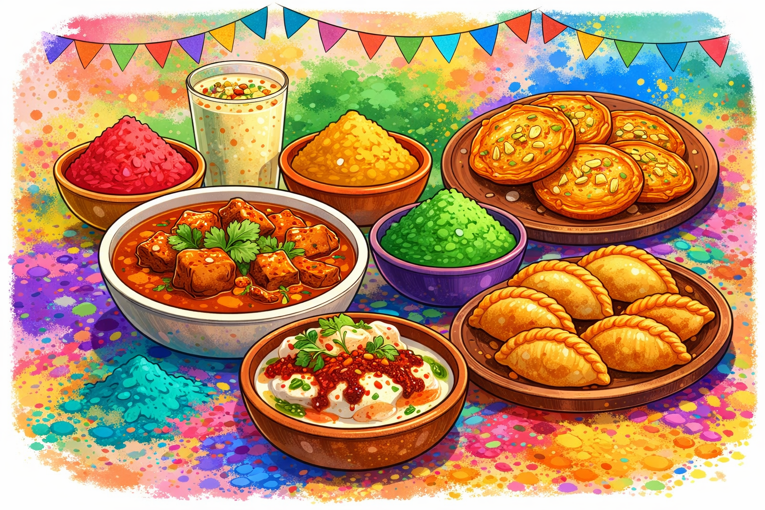 Holi feast and vibrant colors