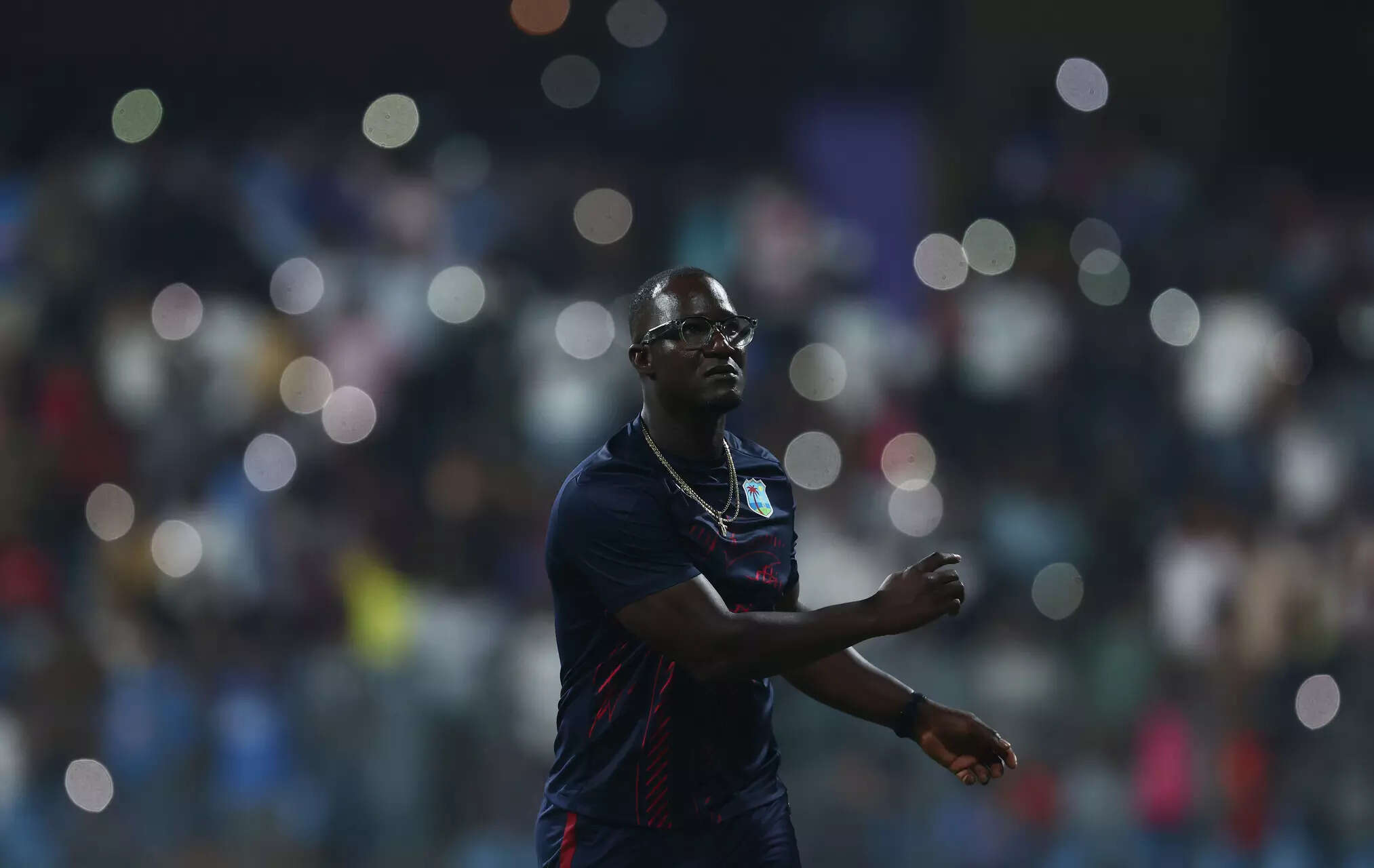 Daren Sammy, Coach of West Indies looks on during the ICC Men's T20 World Cup India & Sri Lanka 2026 Super 8 match between Zimbabwe and West Indies at Wankhede Stadium on February 23, 2026 in Mumbai, India. (Photo by Pankaj Nangia/Getty Images) Zimbabwe v West Indies: ICC Men´s T20 World Cup India & Sri Lanka 2026