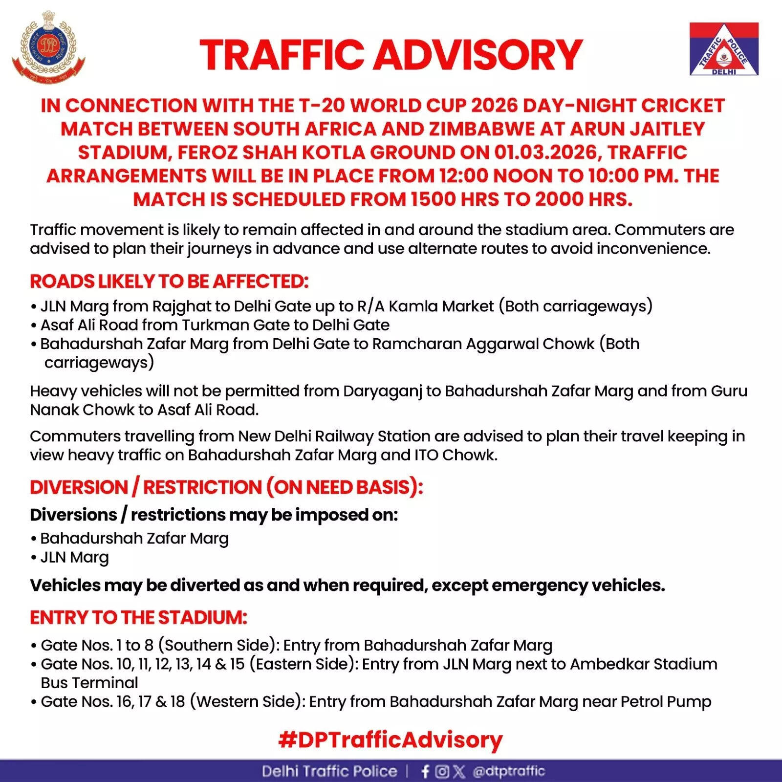 Traffic curbs in Delhi