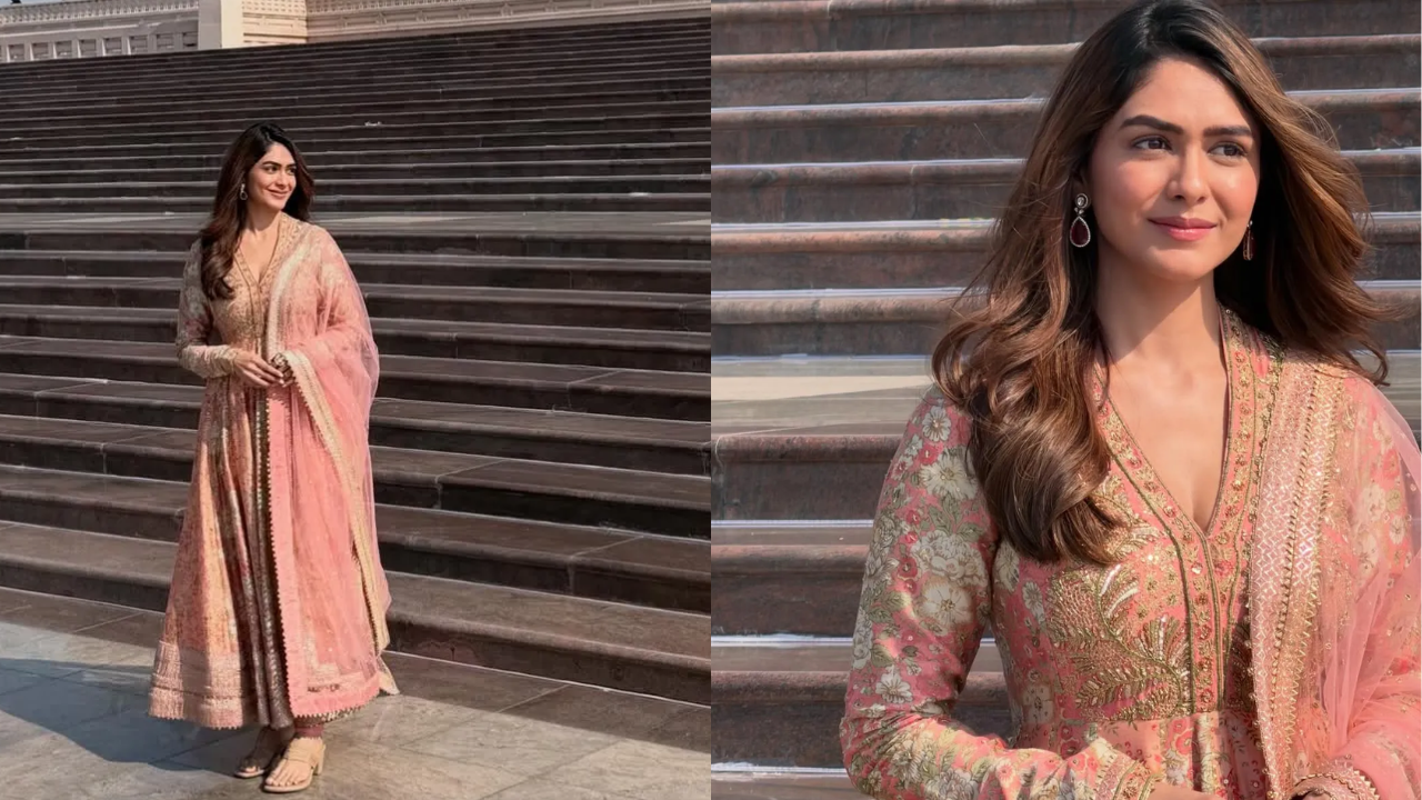 Mrunal Thakur’s Salmon Pink Anarkali Look