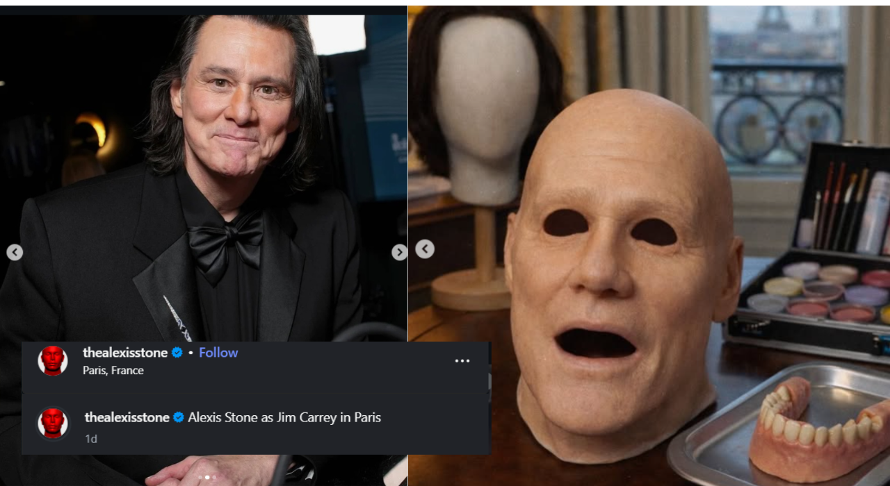 Makeup artist Alexis Stone shared hyper-realistic Jim Carrey mask post online.