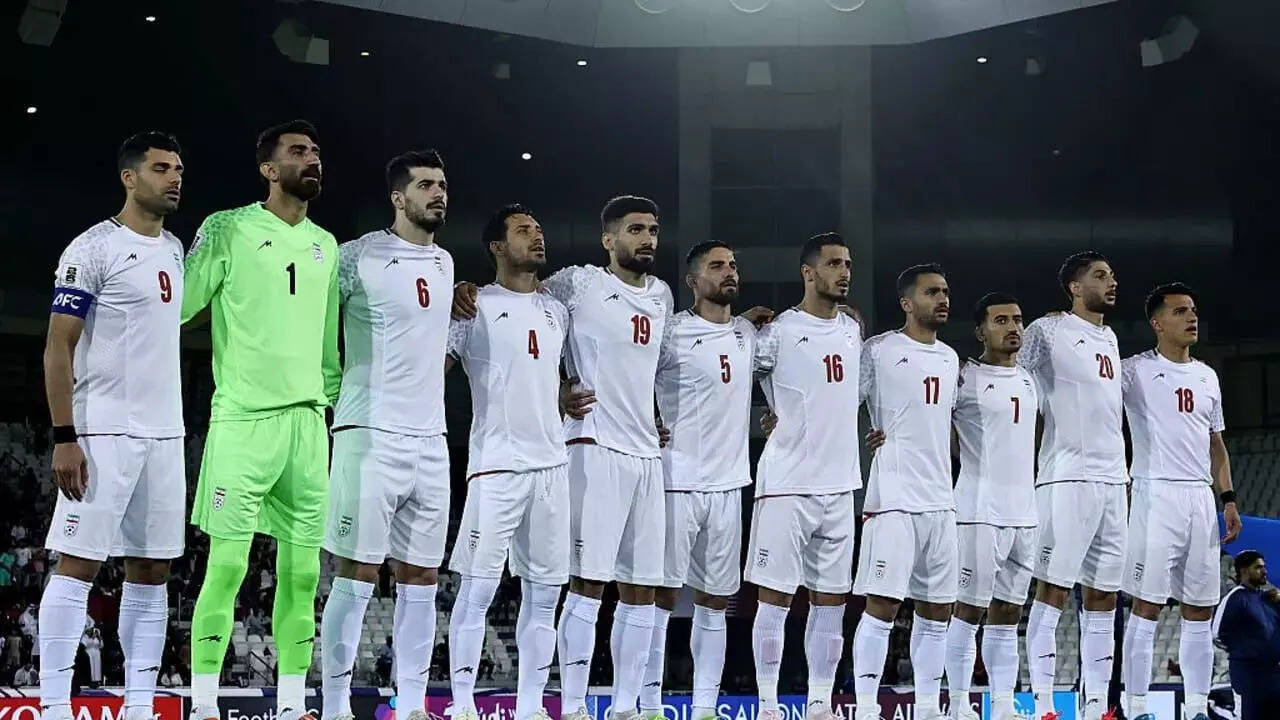 Iran line up prior to the FIFA World Cup 2026 Qualifier match