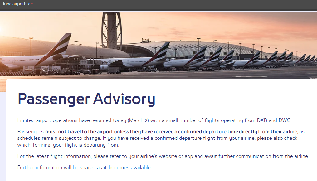 Dubai Airports advisory