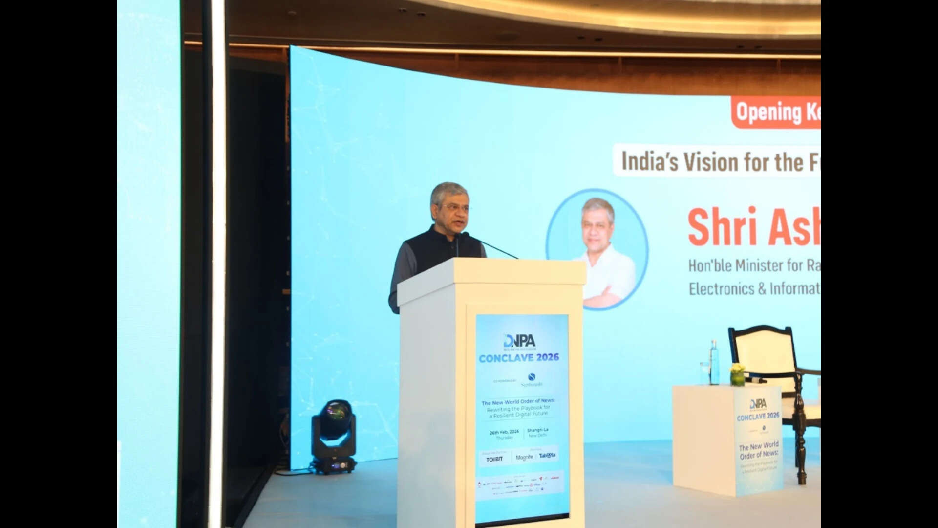 Ashwini Vaishnaw discusses Social Media Revenue Sharing, Online Safety and AI at DNPA Conclave 2026<br>