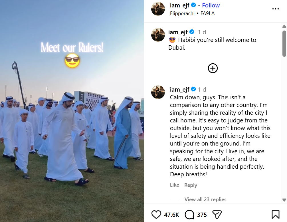 ​Screengrab of Erica J Fernandes' video and clarification that many people said struck a chord ​