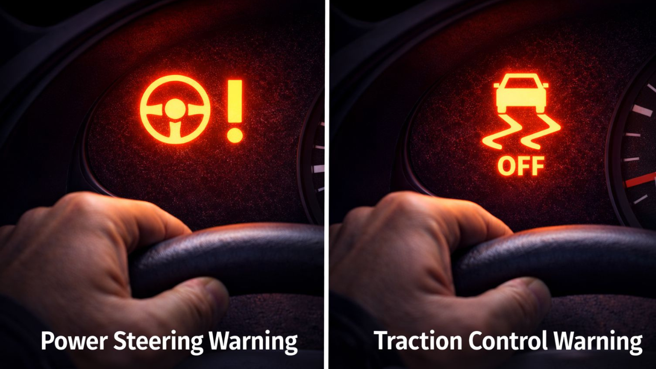 Traction control and power steering warning