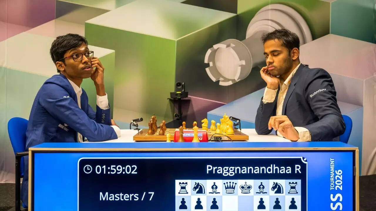 Arjun Erigaisi vs Praggnanandhaa R (Photo by Frans Peeters/Tata Steel Chess)