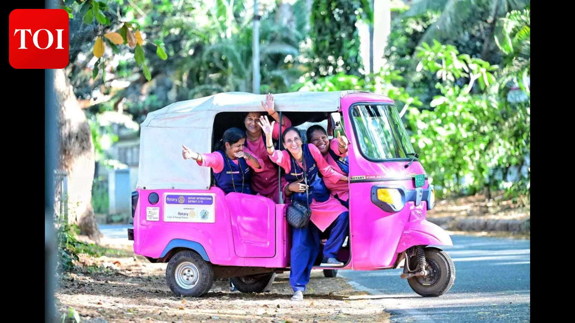 Over 20 pink autos have been moving on the street of Goa.