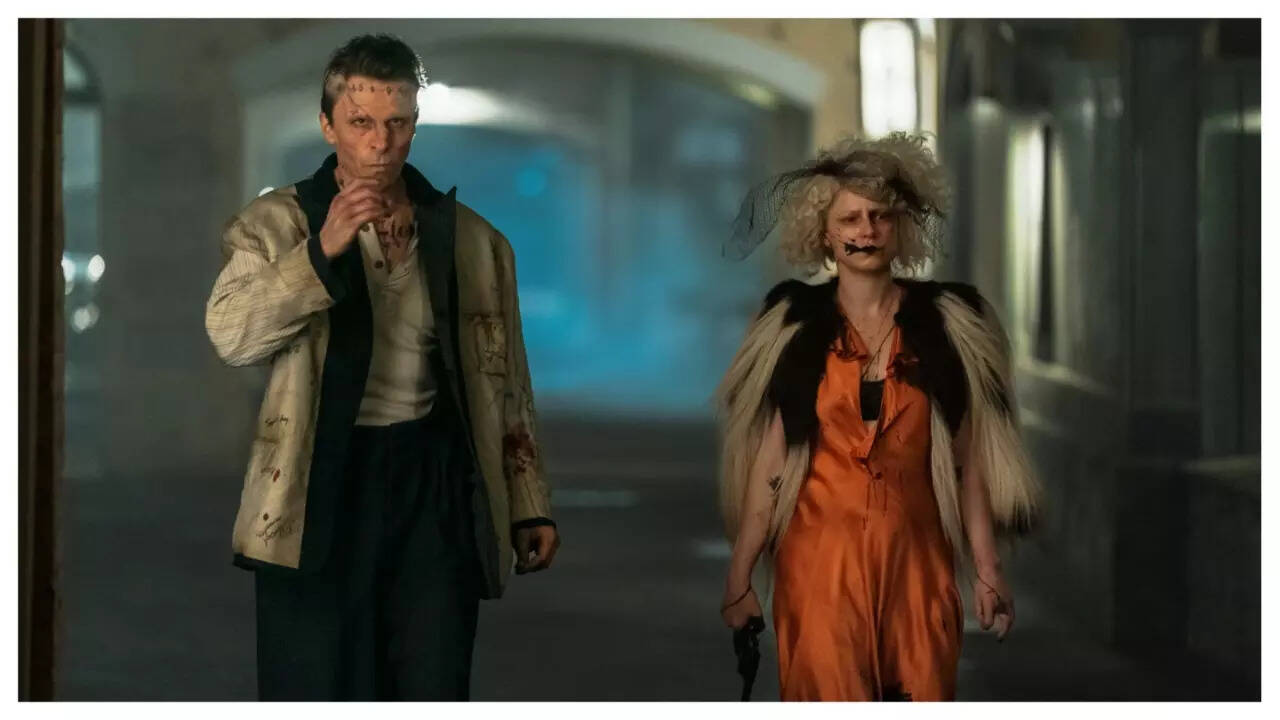 Christian Bale with  Jessie Buckley in a still from The Bride