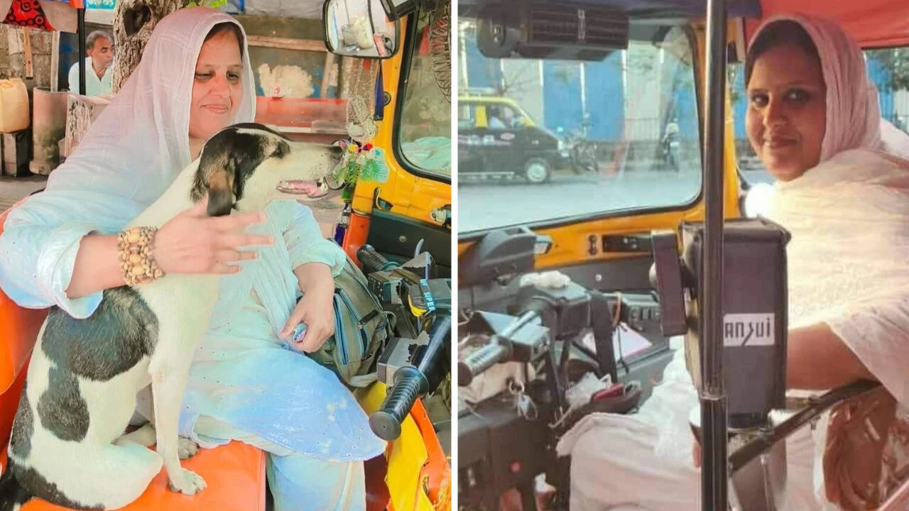 Auto driver Shirin Ansari with her auto