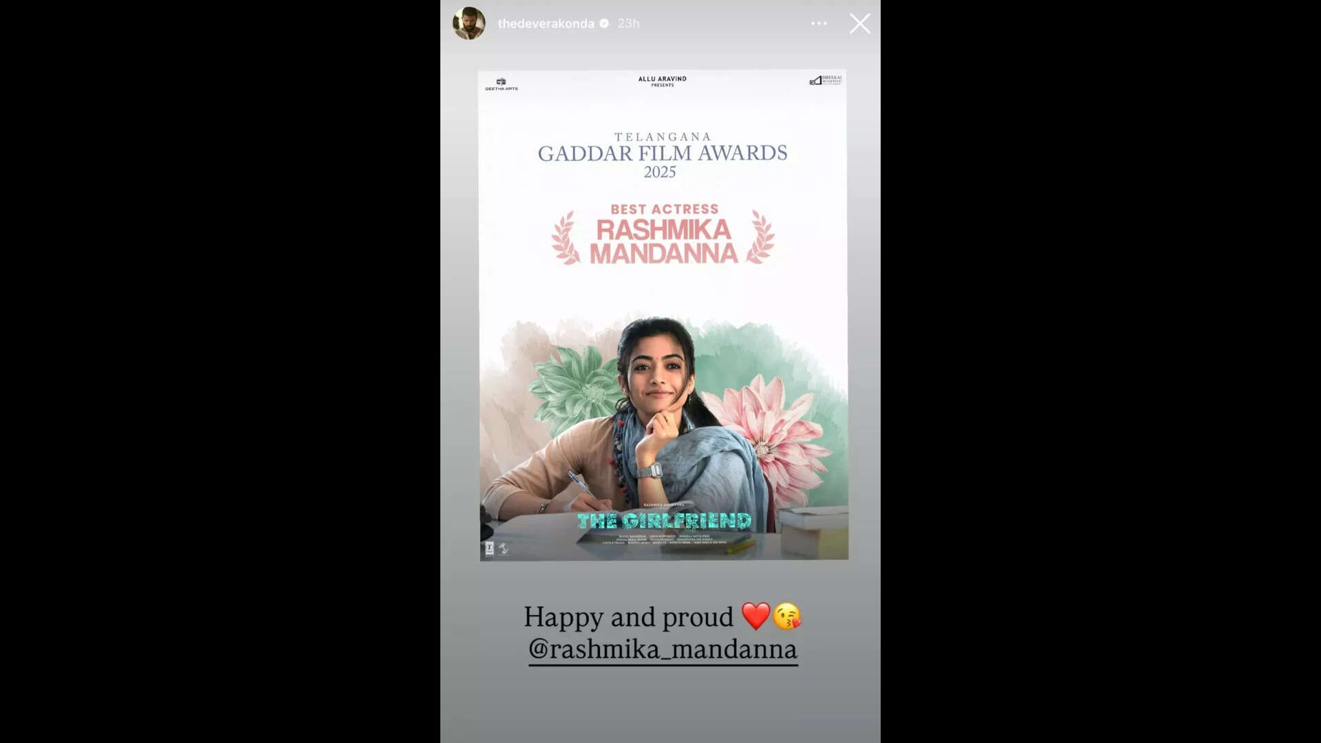 Rashmika Mandanna's IG post