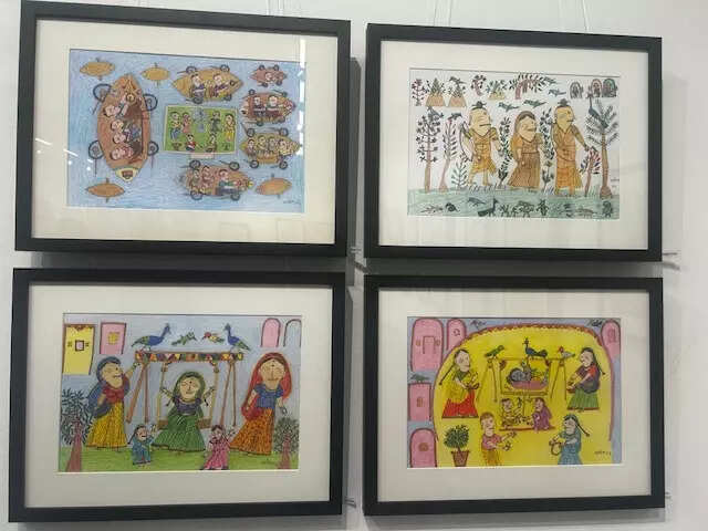 Savita Dwivedi's artworks at the display