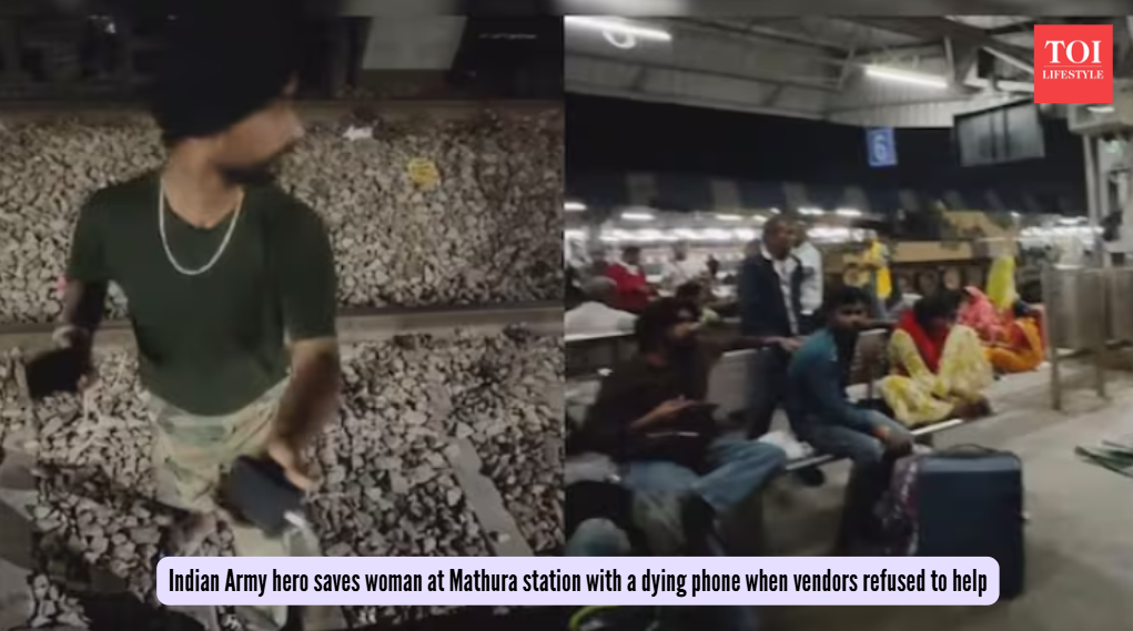 Indian Army hero saves woman at Mathura station with a dying phone when vendors refused to help
