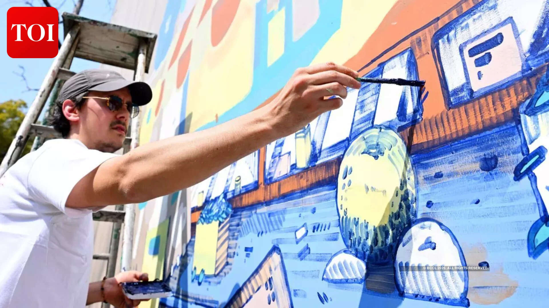 Artist Olivier Poizat, aka Kesadi, flew in from France for the festival and painted The Nightingale and the Grocery Shop<br>