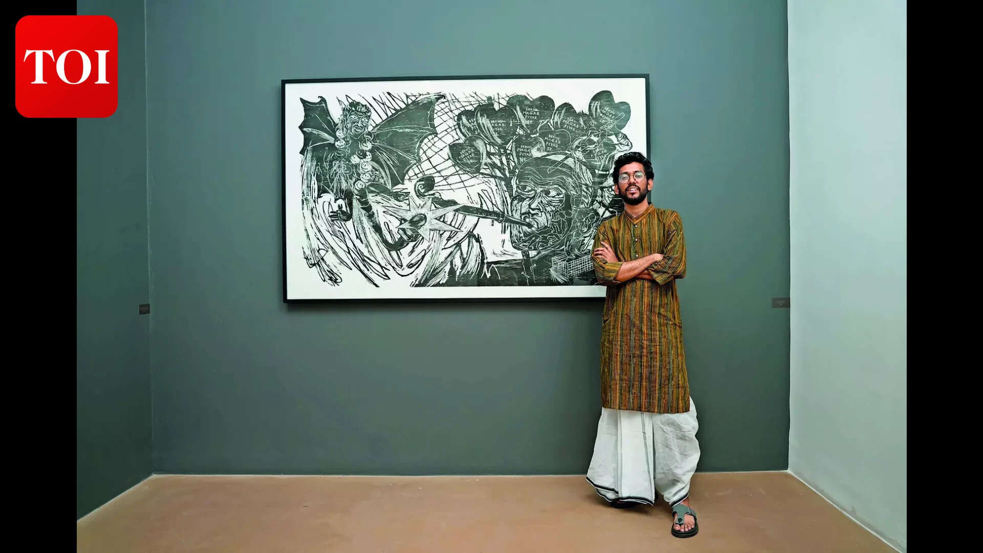 Mohabbat ki Dukkan, a woodcut print by Arpan Sadhukhan