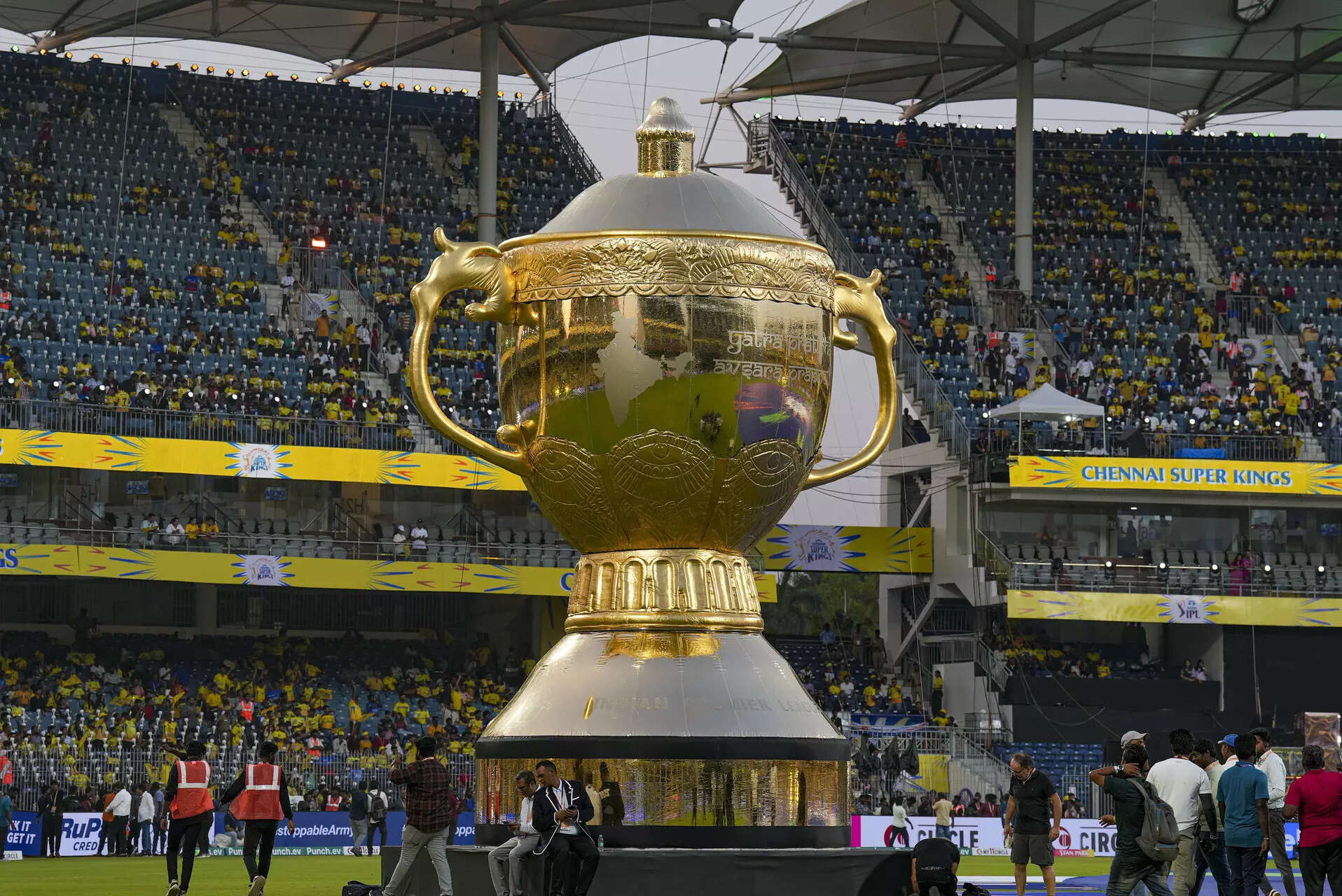  A replica of the IPL trophy during the opening ceremony of Indian Premi...