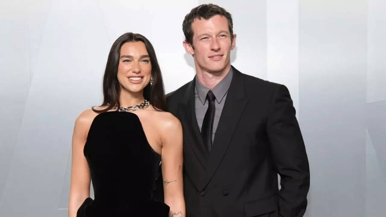 Dua Lipa arrived with her fiancé, Callum Turner