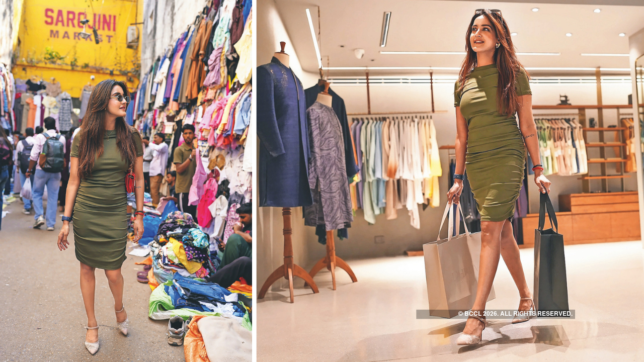 From the crowded lanes of Sarojini Nagar market to a designer store, content creator Insha Ghai navigates all that Delhi’s shopping scene has to offer [Location (right): Dhruv Vaish's store]
