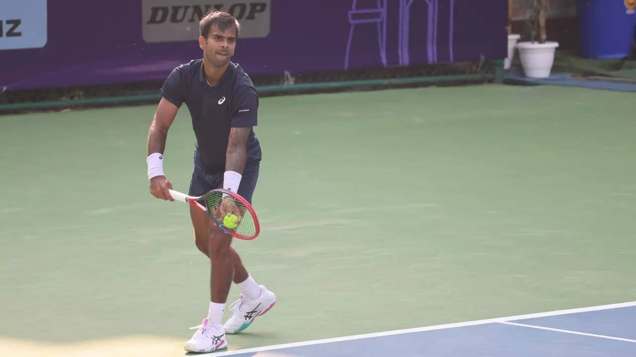 Sumit Nagal Serving in ATP Delhi Open