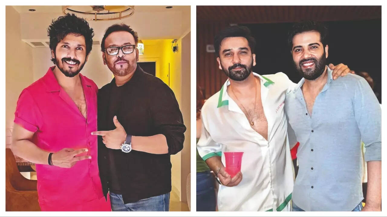 Kanwar with producer Rahul Kumar Tewary and (right) Puru Chhiber with Kinshuk Mahajan