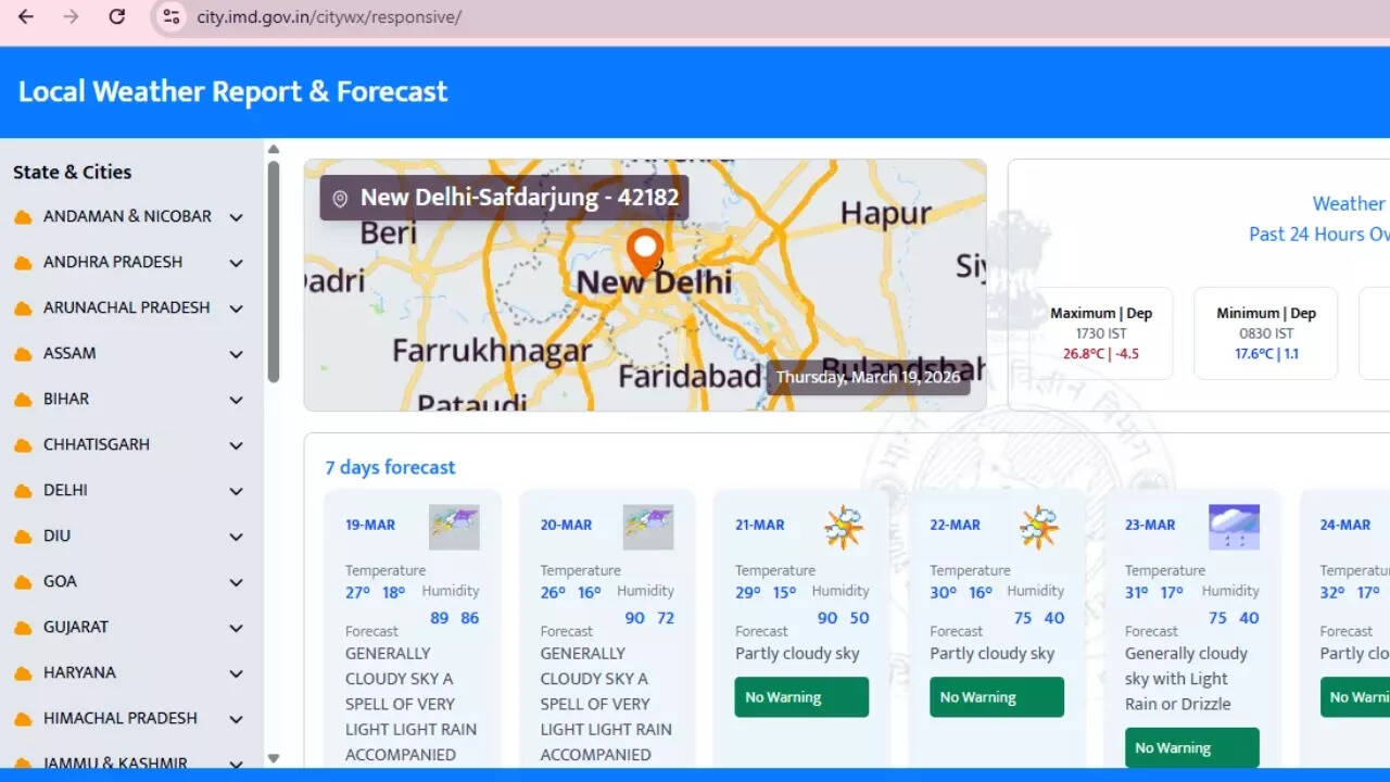 Delhi IMD forecast