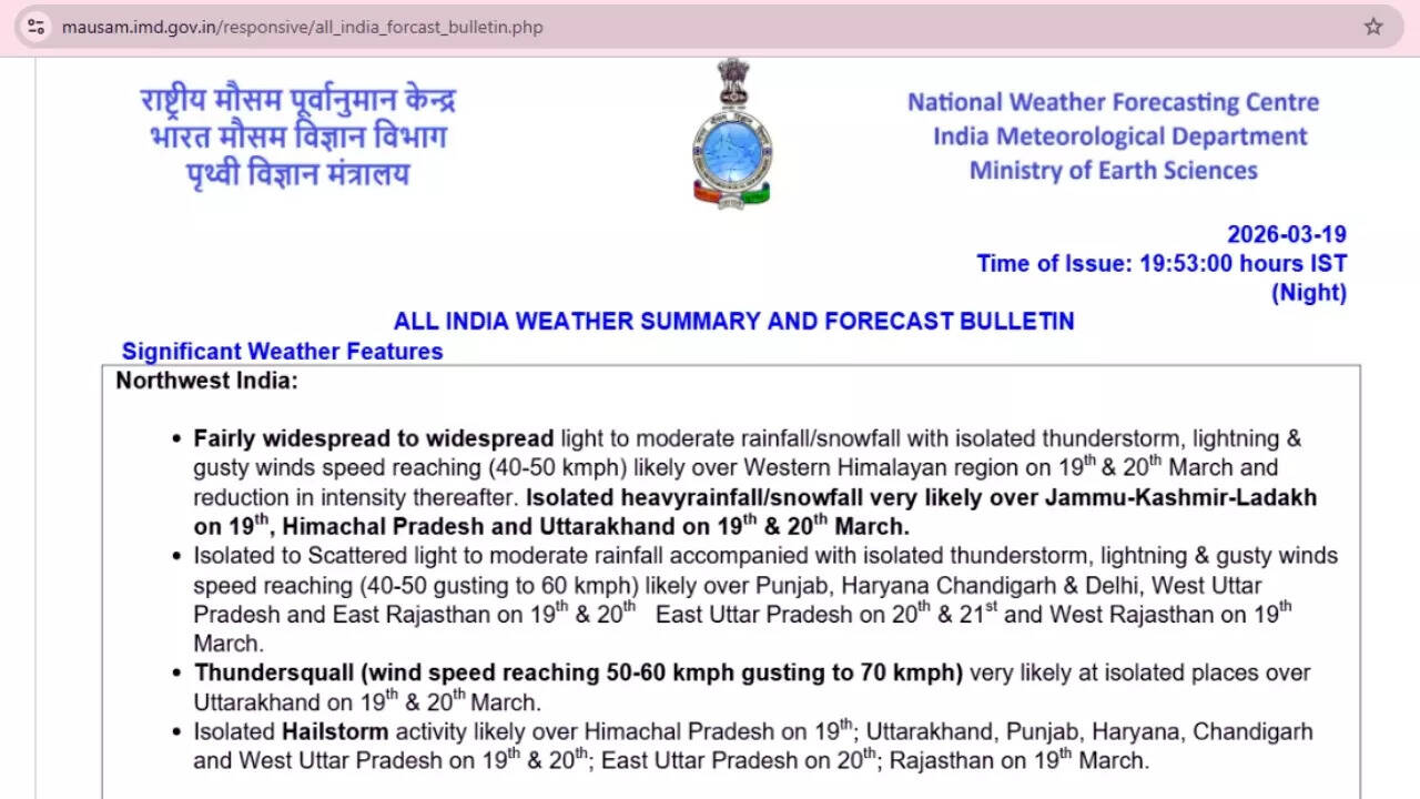 IMD all India weather bulletin