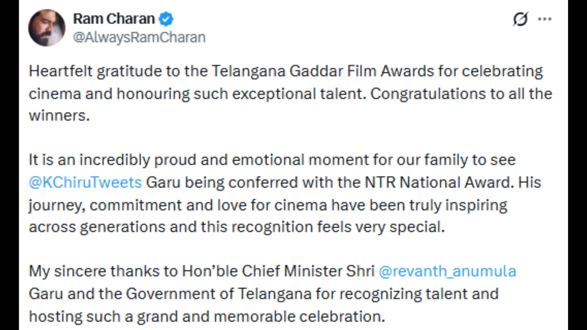Ram Charan's X post