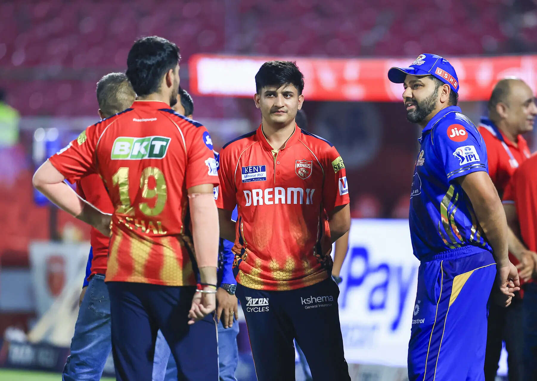 Rohit Sharma with Priyansh Arya and Nehal Wadhera