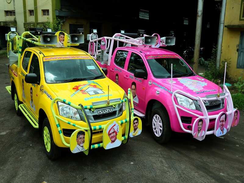 Election campaign vehicles readied by Jayalakshmi designers