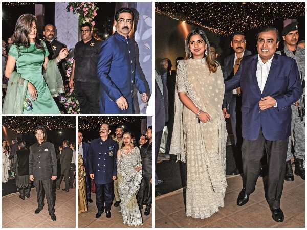 (Clockwise) Kumar Mangalam Birla with wife Neerja Birla; Mukesh Ambani with daughter Isha; Subrata Roy with wife Swapna Roy and Prasoon Joshi (Pics: Tejas Kudtarkar)