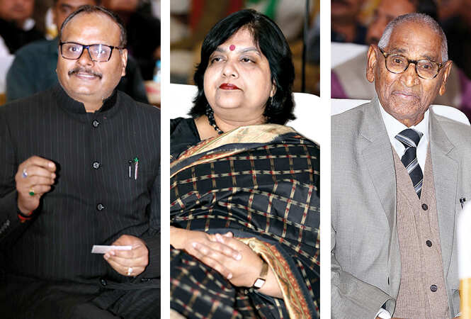 (L) Brajesh Pathak (C) Bulbul Godiyal (R) Dr Jagdish Gandhi (BCCL/ Aditya Yadav)