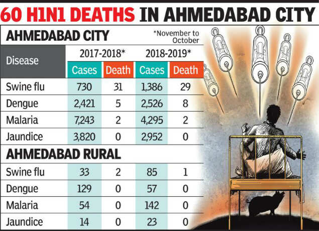 Ahmedabad: Swine flu cases doubled, dengue spiked in 2019 | Ahmedabad ...