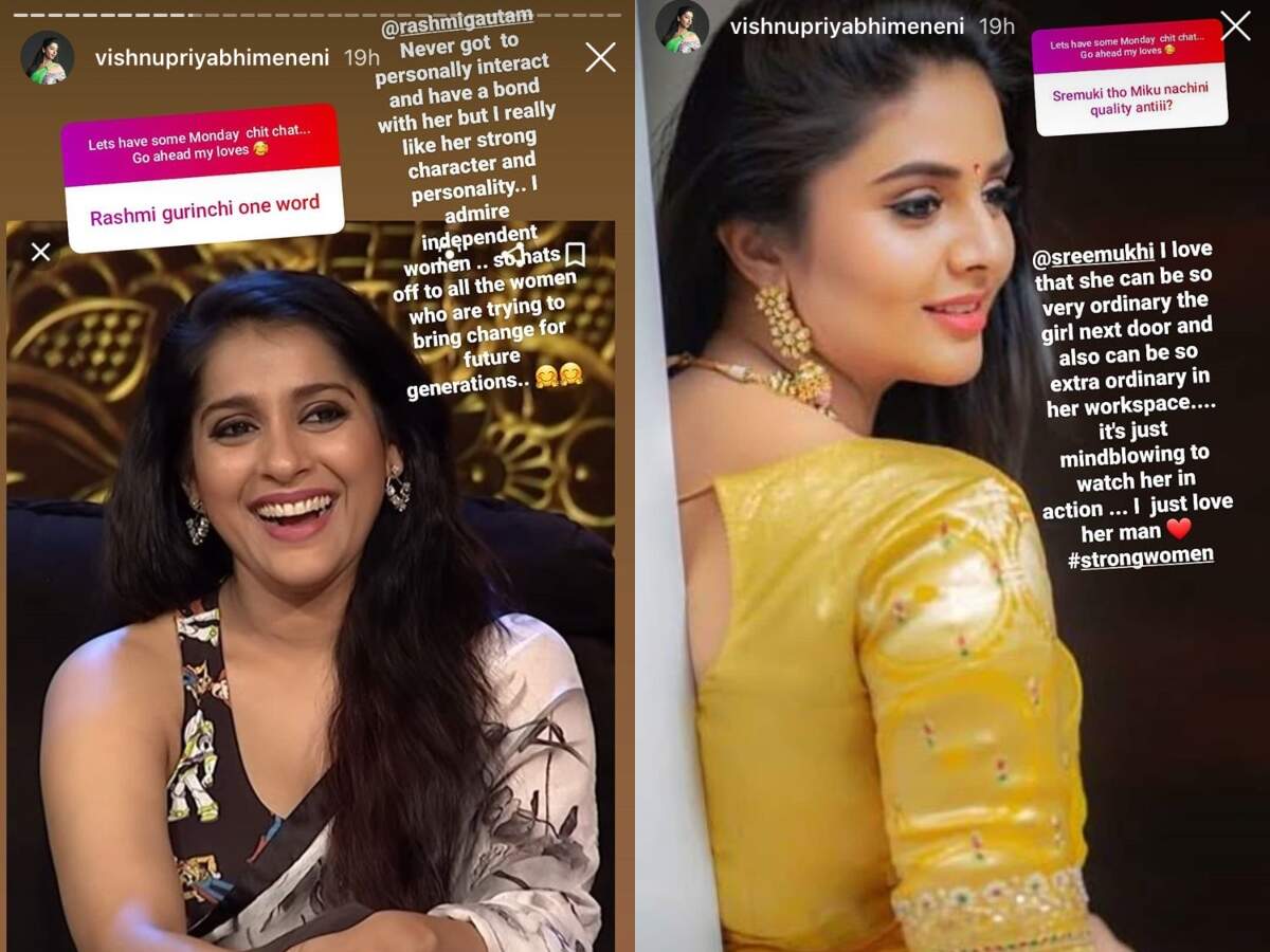 Vishnupriya on Sreemukhi and Rashmi