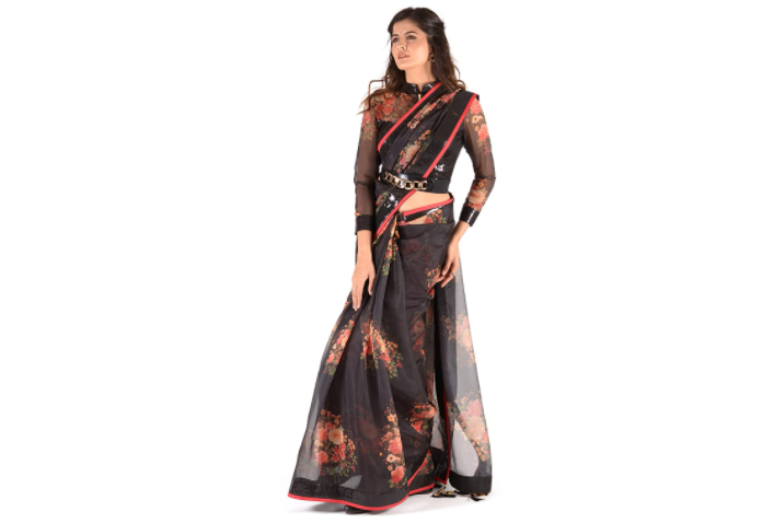 Organza saree in black