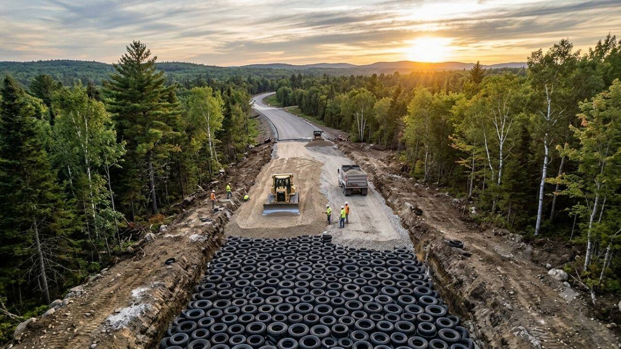 20,000 tyres went beneath one Maine road for a winter test<br>