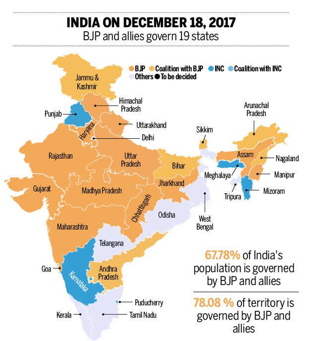 Bjp Ruled States In India Map - Map