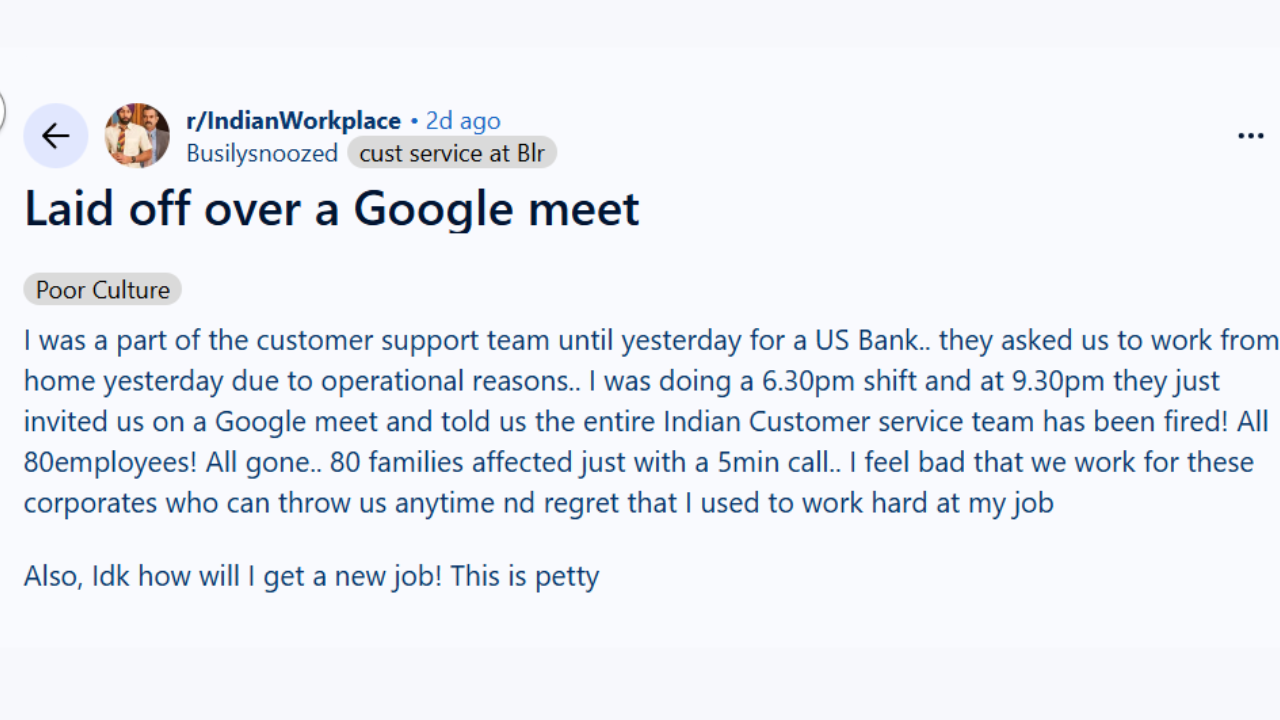 US bank allegedly lays off 80 Indian employees