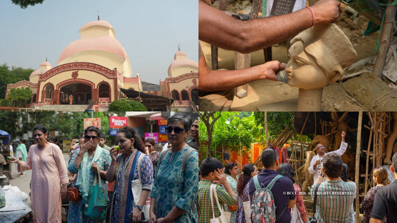 While crossing the alleys of CR Park markets, the group takes pit stops at shops to catch glimpses of the groceries and vegetables used in Bengali households, Puja decor and more.