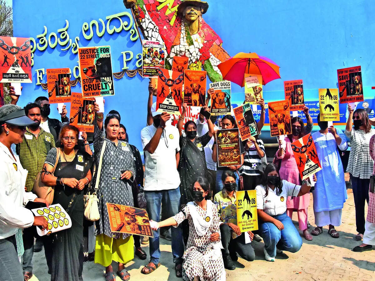 Bengaluru protests against inhumane DRDO dog incident