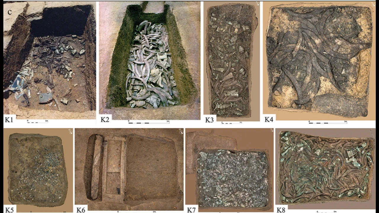 Photographs of the eight sacrificial pits during excavation